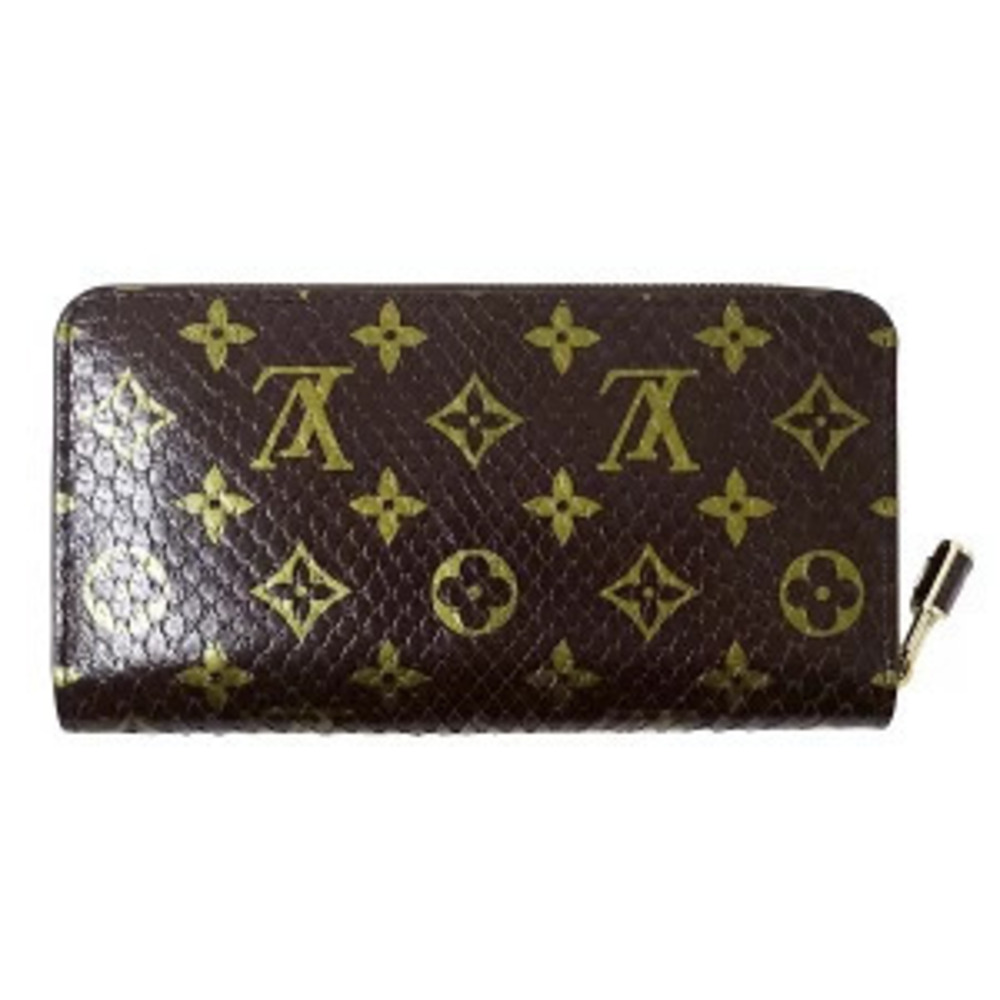 Louis Vuitton Exotic Monogram Python Round Zippy Long Brown Wallet Zipper Brown